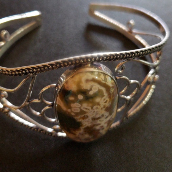 Handcrafted Ocean Jasper Bangle - Picture 2 of 5